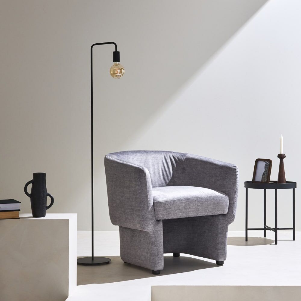 sweeek Fauteuil relax aux formes arrondies gris clair Gris 70x72x70cm