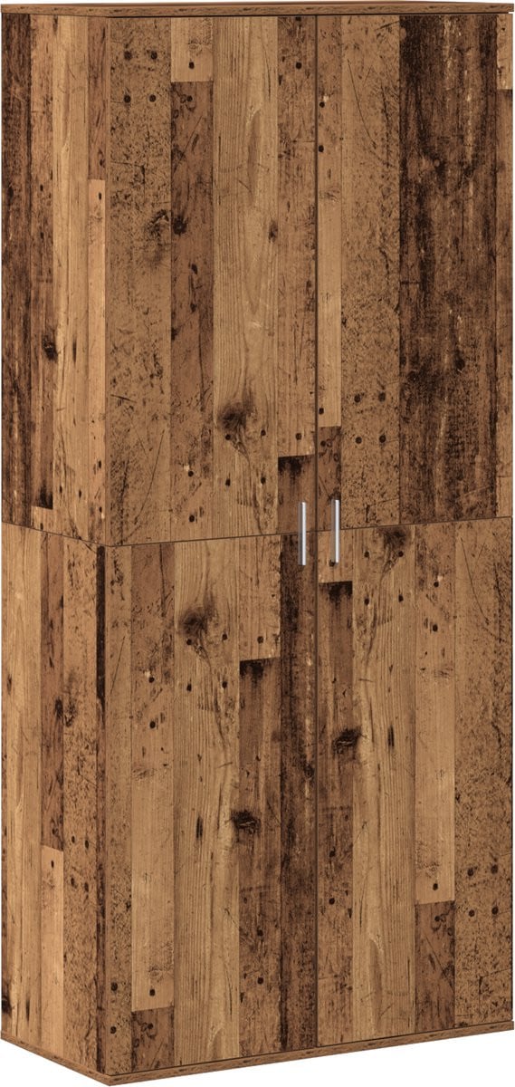 vidaXL Highboard van bewerkt oud hout B/D/H: 80 x 39 x 178 cm