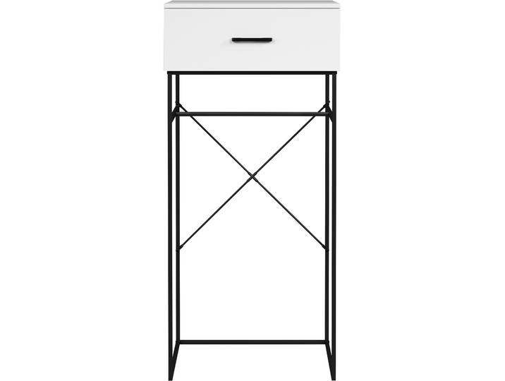 Beistelltisch HOME AFFAIRE Sterling , weiss (weiß und schwarz, schwarz, weiß), B:60cm H:132cm T:48cm, Tische, Beistelltisch, Konsolentisch mit 1 Schublade - (B/T/H) 60/48/132 cm