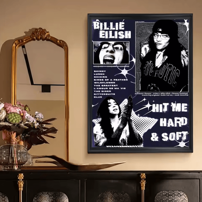 Inspire Curations Billie Eilish Hit Me Hard And Soft Poster Vintage Kraft Paper Aesthetic Wall Decor zlh4097 40x50cm Unframed
