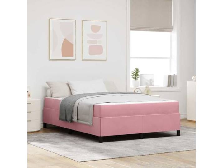 RJPLMFV Bettgestell mit Matratze, Rosa, 140 x 190 cm Robustes Holz, Taschenfederkernmatratze, feste Latten, modernes Design
