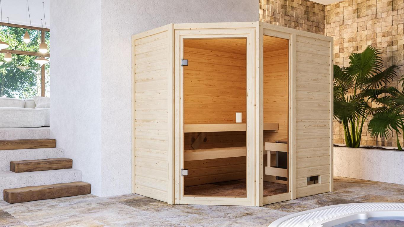 KARIBUHOLZT Sauna Jada Eck, 9kW integr.Strg 16880517