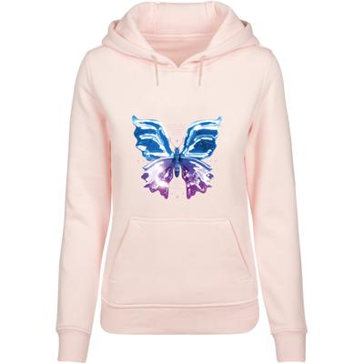 Kapuzensweatshirt MISS TEE "Miss Tee Damen Chromed Butterfly Hoody", Damen, Gr. S, rosa (pink), 65% Baumwolle, 35% Polyester, bedruckt, Rundhals, Sweatshirts