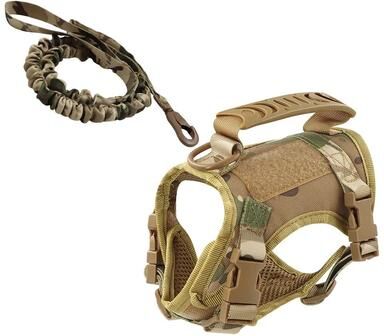Uplift Essentials Adjustable Tactical Cat And Puppy Harness With Leash For Secure Training Walks camouflage