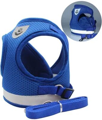 Inspire Daily Merch Reflective Adjustable Cat Harness Leash Set Mesh Vest Escape Proof Puppy Dog Collar blue m
