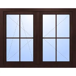 Doppelfenster ohne Mittelsteg PEPE 3-fach Verglasung Mahagoni holzähnlich innen öffnend DIN rechts