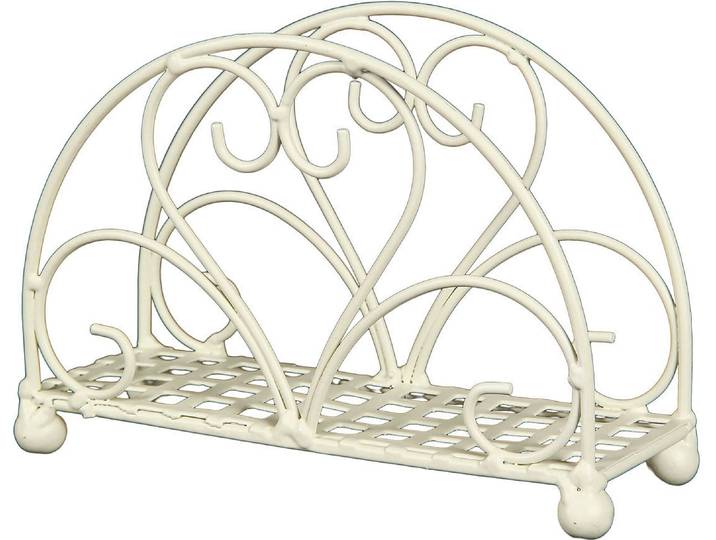 Küchenrollenhalter AMBIENTE HAUS Serviettenhalter aus Eisen in Antikweiß , weiß, B:14cm H:11cm T:6cm, Eisen, Küchenrollenhalter, Küchenrollenhalter