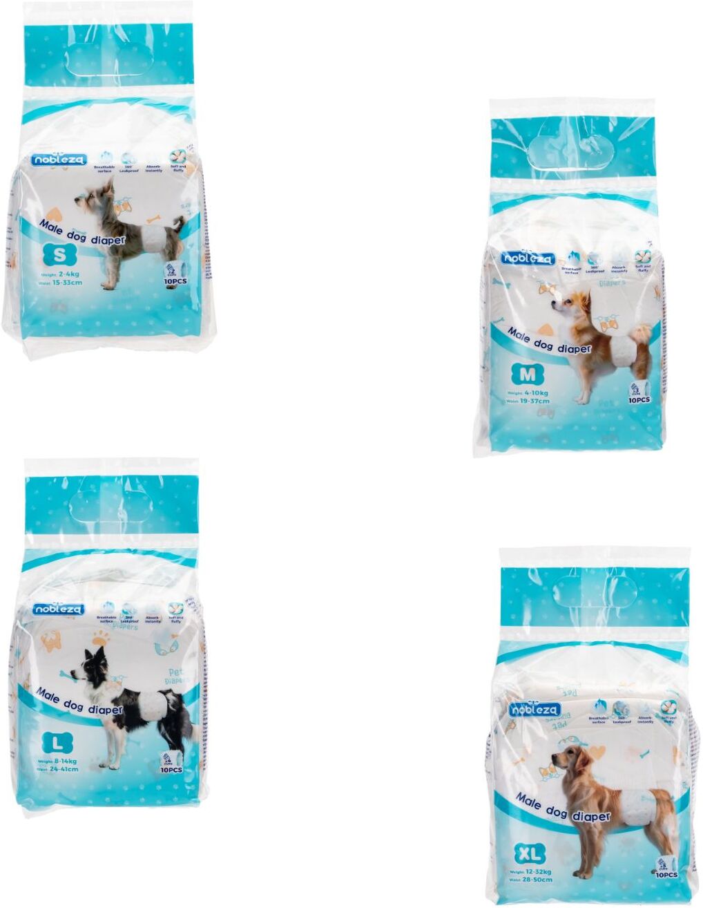 Nobleza Pannolini a Fascia per Cani Maschi 10 Pezzi