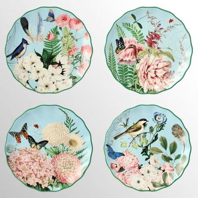 Certified International Flora Dessert Plates Multi Earth Set of Four, Set of Four, Multi Earth
