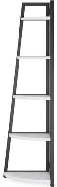 1Easylife Brown/ Black Corner Ladder Shelf,5 Tier Corner Bookshelf Bookcase, White/ Gold 70 Inch Tall Display Rack for Small Space