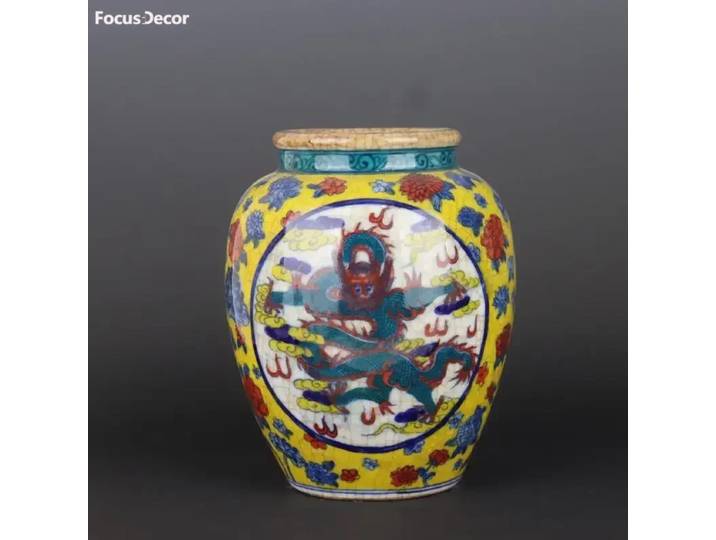 Qing Kangxi Vases bleus et blancs coloré nuage Dragon motif pot fait à la main craquelé glaçure vieille céramique porcelaine Antique