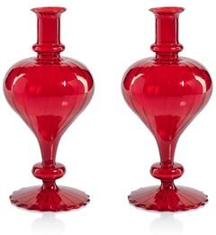 Zodax Vellum Spiral Turnip Shape Decorative Glass Vases, Set of 2