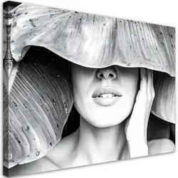 LEINWANDBILD Frau und Blätter auf dem Kopf 100x70cm