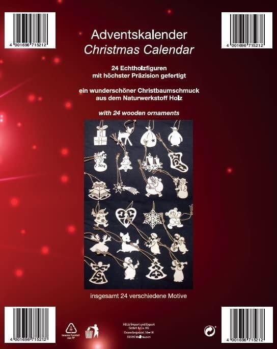oCreon Adventskalender met 24 houten boomhangers voor kerstboomversiering