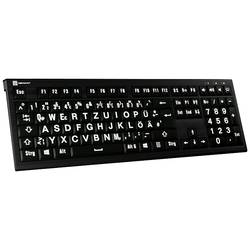 Logickeyboard XL-Print Kabelgebunden Tastatur Deutsch, QWERTZ Schwarz Multimediatasten, USB-Hub, Geräuscharme Tasten LKB-LPWB-A2PC-DE