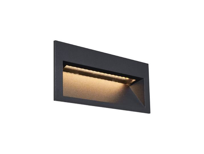 Applique Murale Encastrée Moderne Noire 16cm avec LED IP65 - Mert