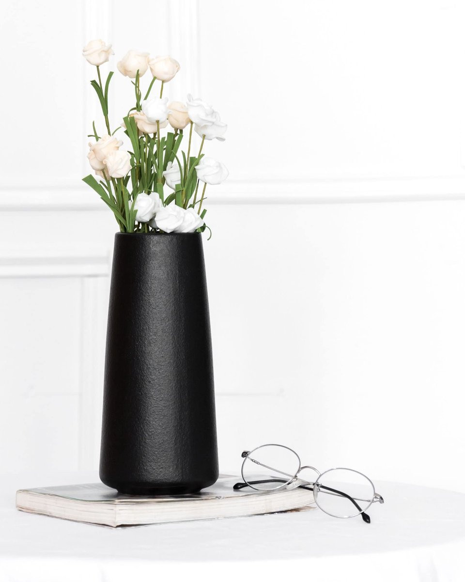 SnelShoppen Keramische Vaas - Minimalistische Stijl - Effen Zwart - Klein