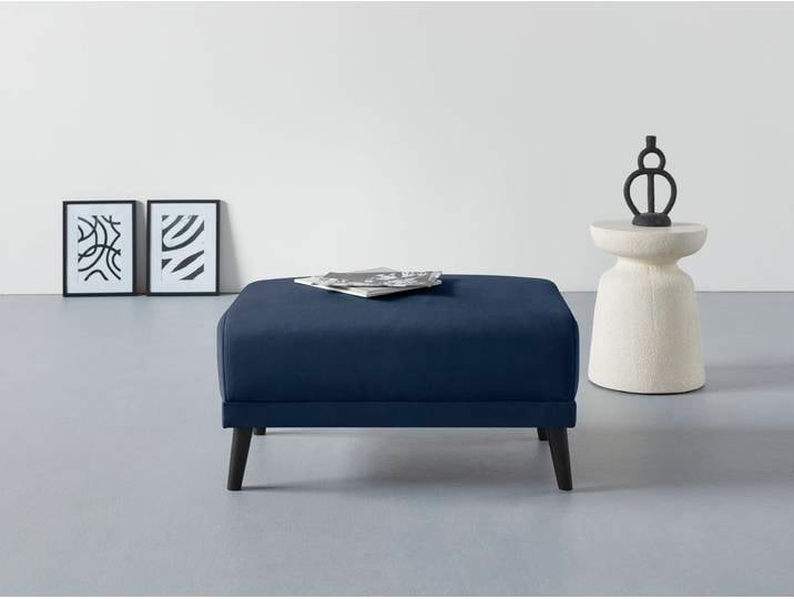 Polsterhocker, Samtvelours, Marineblau, 86×60 cm, Federkern, Klassisch, Inosign