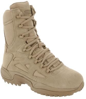 "Reebok Work Men's 8"" Side Zip Rapid Response Comp Toe - 8 Tan Boot Medium"