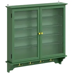 SoBuy Wandschrank, Vitrinenschrank, Wandvitrine mit 2 Türen Dunkelgrün 68x13,5x68,5cm