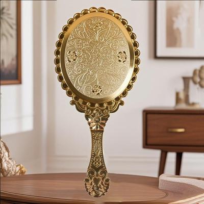 Fusion Finds Vintage Handheld Makeup Mirror Portable Retro Vanity Mirror For Makeup, Travel & Daily Grooming gold