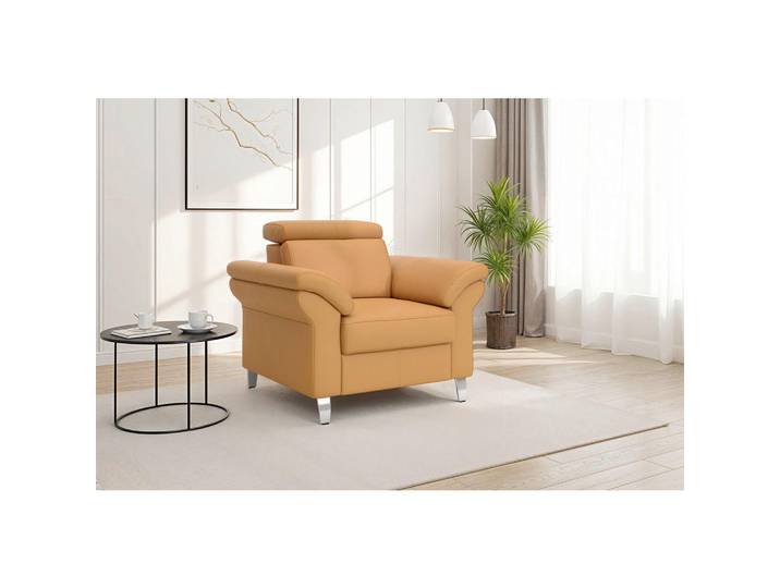 Sit & More Sessel Arngast E, Currygelb, Metall, Echtleder, Nappaleder, 101x84x93 cm, gepolsterte Armlehnen, Wohnzimmer, Sessel, Sonstige Sessel