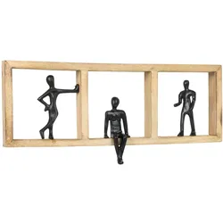 Moritz Dekofigur Moments Schwarz 52,5 cm Mangoholz Aluminium Wandfigur mit drei Figuren Symbol für Gemeinschaft Begegnung Zusammenhalt Dekoration Handarbeit
