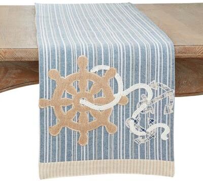 Saro Lifestyle Helm and Anchor Design Table Runner