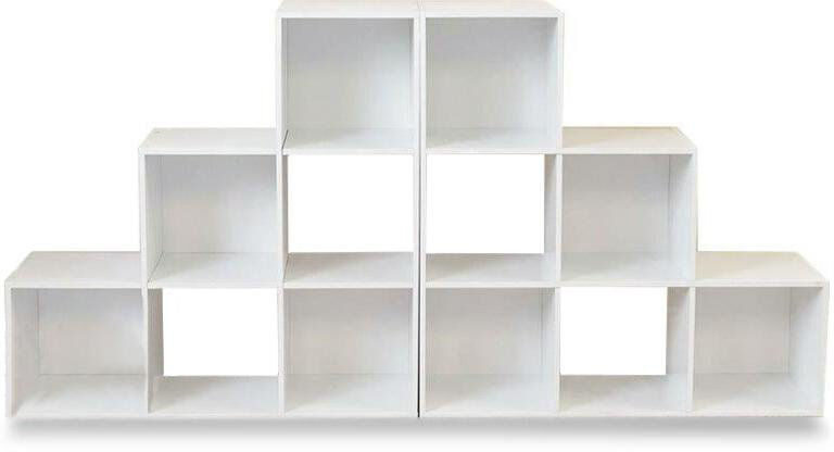 17 Stories Northville 12 Cube Bookcase Ladder Storage Unit - Two 6 Cube Units White 91cm H X 91cm W X 31cm D