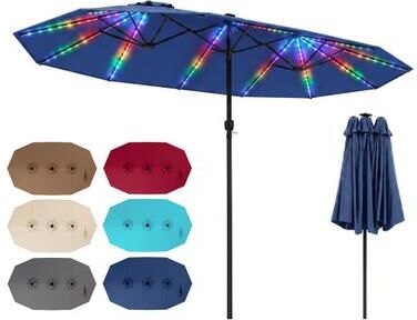 Costway 15.5FT Extra-Large Patio Umbrella 12 Reinforced Metal Ribs-Navy