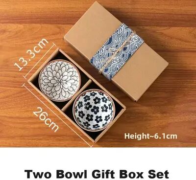 Rare Purchases Hand Painted Japanese Ceramic Bowl Set, Kitchen Noodle Tableware Set, Microwave Safe Gift Box Set For Dining 2 Bowls Gift Box