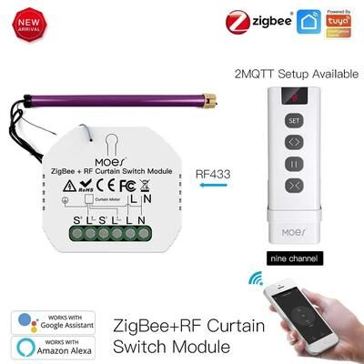 Uplifted Goods Smart Curtain Switch Module With ZigBee And RF Remote Control 1 Module 9 Channel