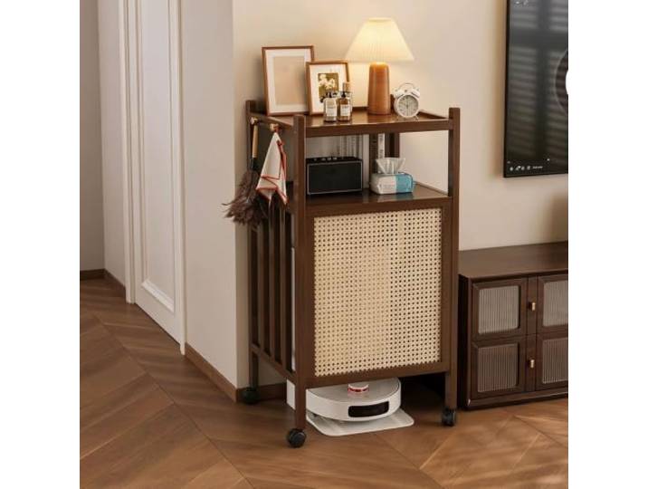 Roboter-Staubsauger-Standschrank Mit Rädern, Aufbewahrungsschrank For Roboter-Staubsauger, Freistehendes Holzregal For Wohnzimmer, Zuhause, Büro, Küche(Brown,Small)