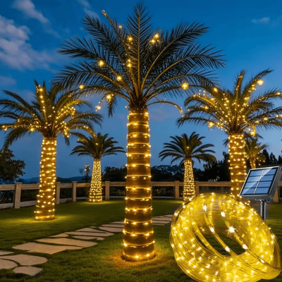 Inspire Curations Solar LED Tube String Lights Outdoor Garden Decor warm 12m 100 Lamps