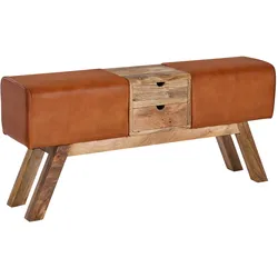 Sitzbank FineBuy Turnbock Echtleder 120 cm Springbock Stauraum Turnhocker Bank
