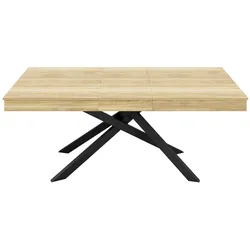 STILVORA Esstisch MDF Eichefarben 140–180x80x76 cm, ausziehbar, 93 mm Tischplatte, Kreuzbeine