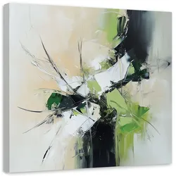 LEINWANDBILD Abstrakte grün-beige-schwarz 60x60cm