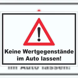 HB-Druck Keine Wertgegenstände im Auto lassen Aufkleber A8 (52x74mm)
