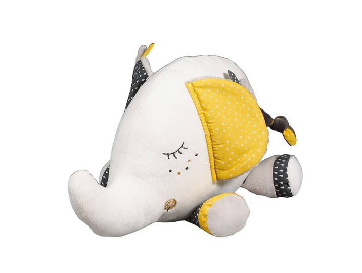 Doudou bébé éléphant blanc en velours - BABYFAN - SAUTHON