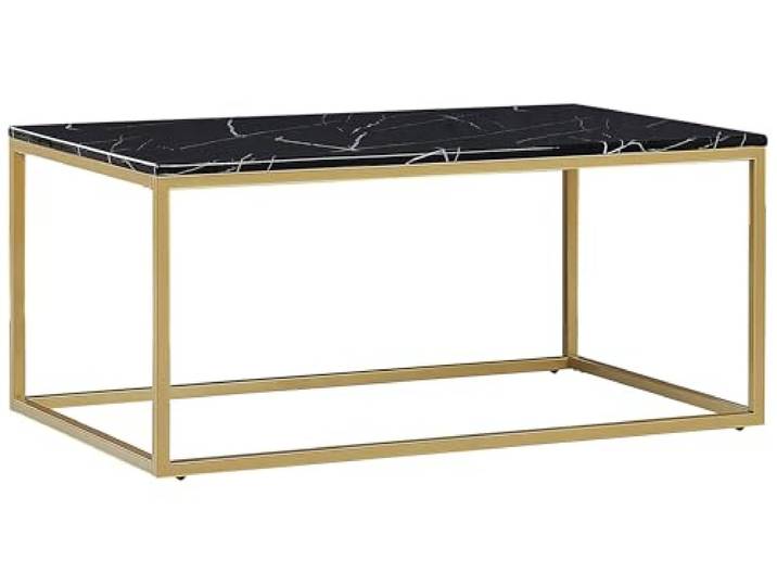 Beliani Trendy Couchtisch schwarz Marmor-Optik goldene Beine Delano