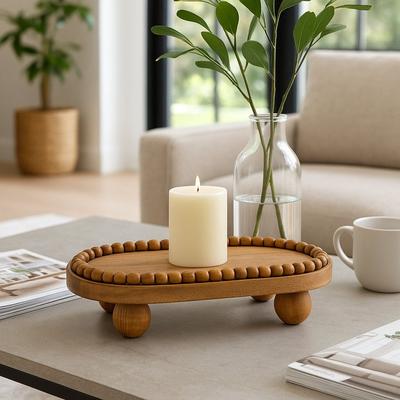Value Selection Beaded Mango Wood Tray For Coffee Table And Vanity Decor Beaded Mango Wood Tray For Coffee Table And Vanity Decor