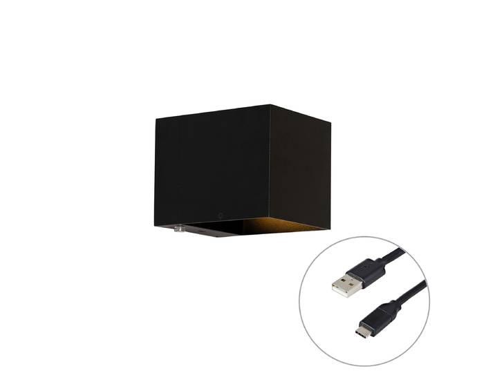 Applique murale noire avec LED et variateur tactile rechargeable
