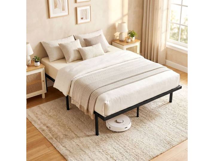 Lit métallique - SOGEU - Lit Rangement 140x200 cm - 11 lattes - Rangement sous lit