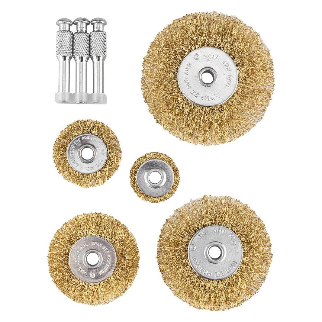Graphite Drahtbürsten, gewellter Draht, vermessingt, 25, 38, 50, 63, 75 mm, 5 Stück. (60098040)