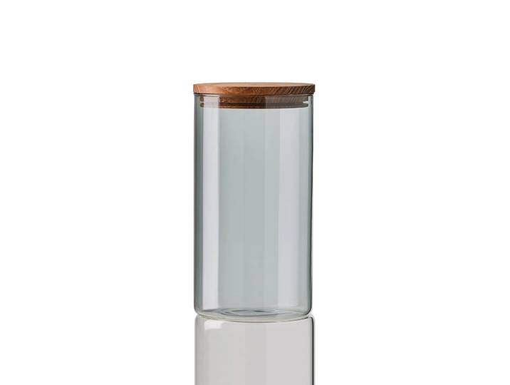 Aida Raw glazen pot met houten deksel medium