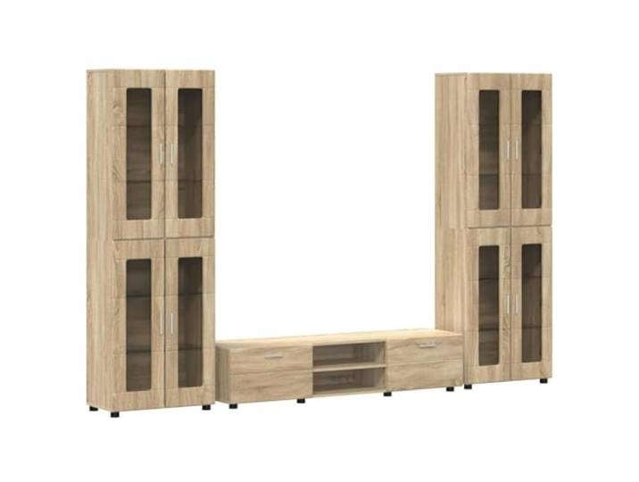 RJPLMFV TV-Bank, 3-teilig, Sonoma Oak, Holzverbundwerkstoff, Aufbewahrung Rechteckiges Design, matte Oberfläche, geräumige Fächer, Verwendung im Innenbereich, einfache Reinigung