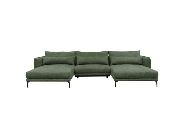 Mid.you Wohnlandschaft Lagacy U, Grün, Metall, 3-Sitzer, U-Form, 368x193 cm, Liegefunktion, Wohnzimmer, Sofas & Couches, Wohnlandschaften, Wohnlandschaft U-Form