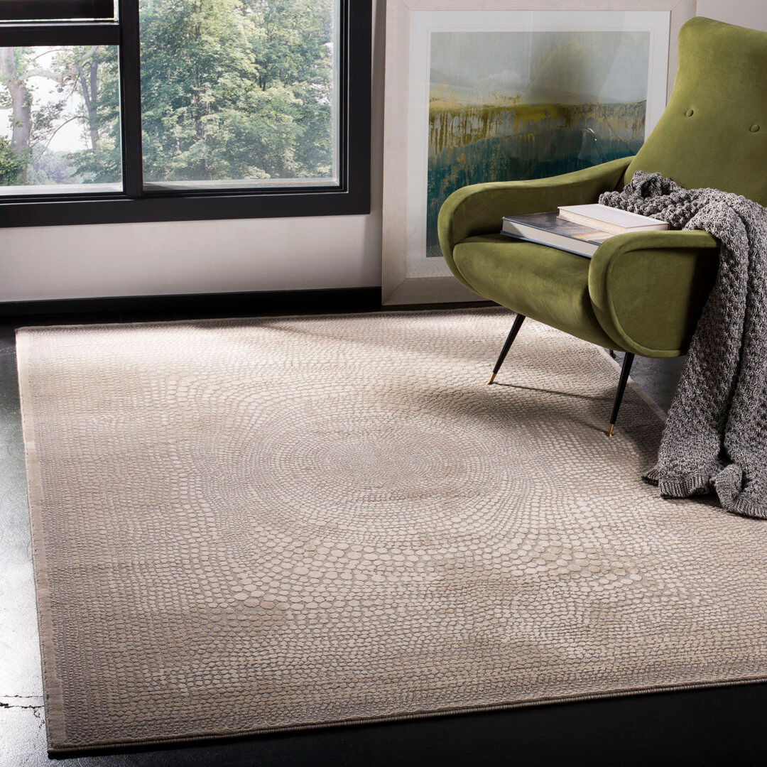 Latitude Vive Meadow Abstract Area Rug In Ivory / Grey Ivory Rectangle 122 x 183 cm
