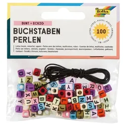 folia 6er-Set Buchstaben-Perlen - bunt mehrfarbig