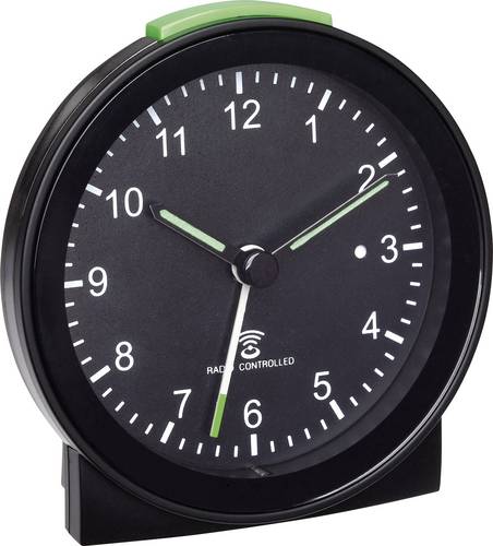 TFA Dostmann 60.1517.01 Funk Wecker Schwarz Alarmzeiten 1 Fluoreszierend Zeiger
